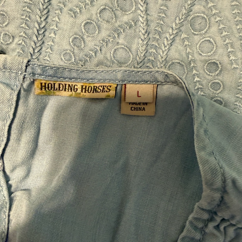 Anthropologie Holding Horses Eyelet Hem Sleeveless Dress Boho Summer Mini - Picture 7 of 16